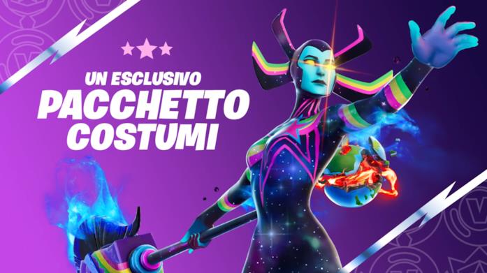 Con ogni mese di iscrizione alla Crew di Fortnite un pacchetto di costumi esclusivi La skin Galaxia di Fortnite Capitolo 2 - Stagione 5