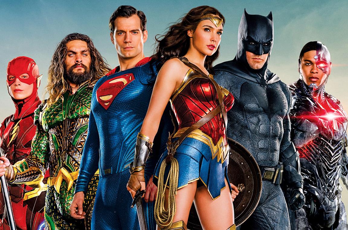 Gli eroi DC in un banner di Justice League