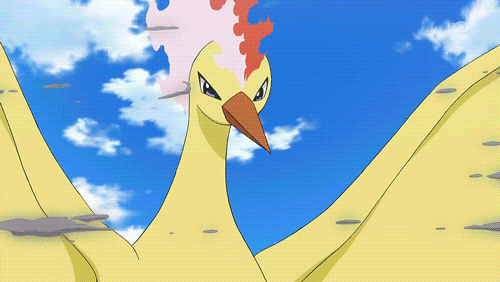 Moltres sferra un attacco di fuoco in GIF