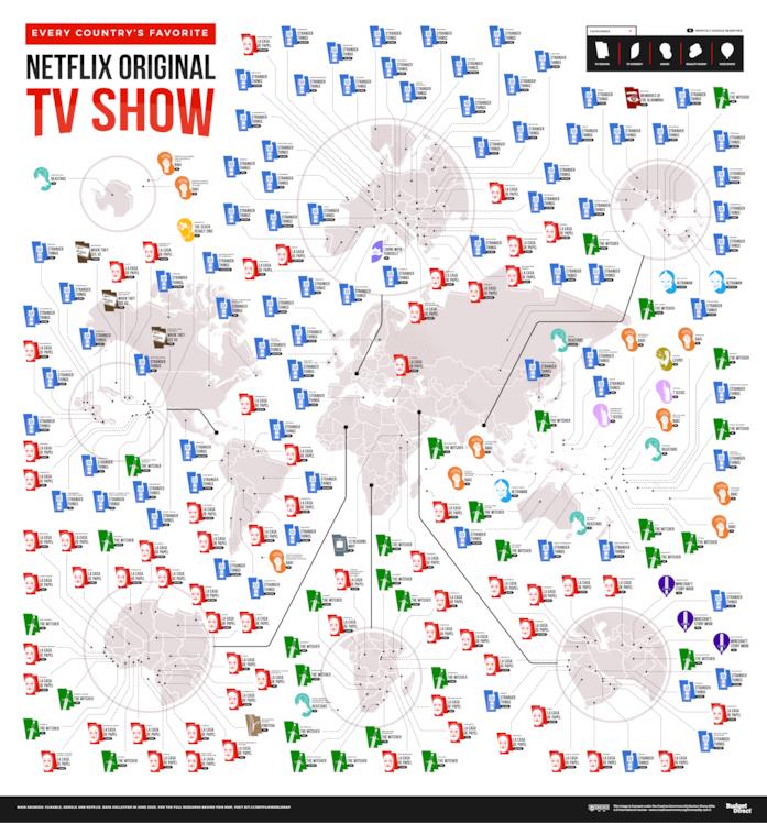 La mappa delle serie originali Netflix preferite nel mondo Le serie originali Netflix preferite nel mondo