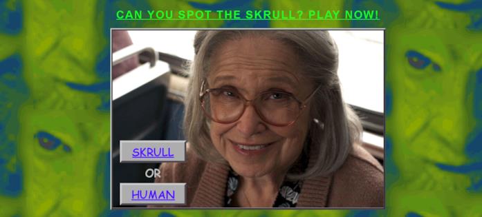 Il sito ufficiale di Captain Marvel include anche un gioco: Skrull o umano? Screen dal sito ufficiale di Captain Marvel