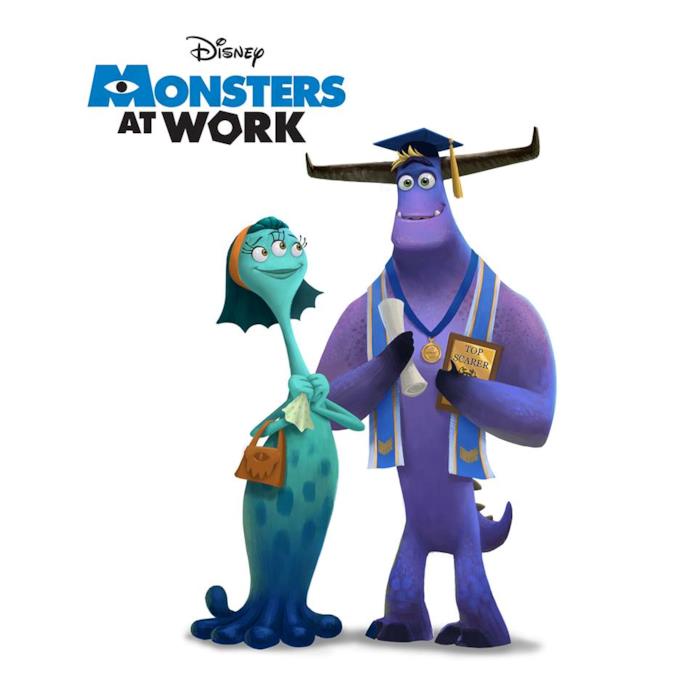 Su Disney+ in arrivo la serie Monsters at Work Il poster di Monster at Work mostrato al D23 Expo 2019