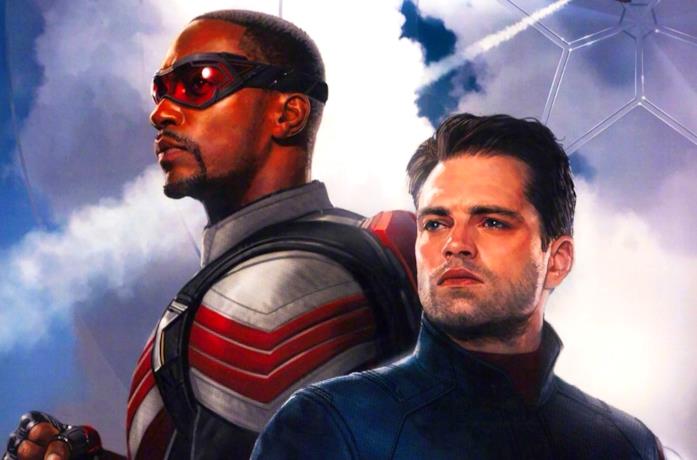 Sam Wilson (sinistra) e Bucky Barnes (destra) nel poster di The Falcon and the Winter Soldier