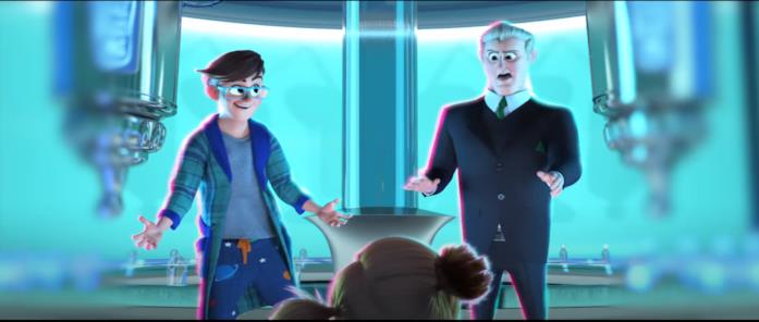 I tre protagonisti del film Baby Boss 2 - Affari di famiglia Tim e Ted si trovano all'interno di un grande laboratorio