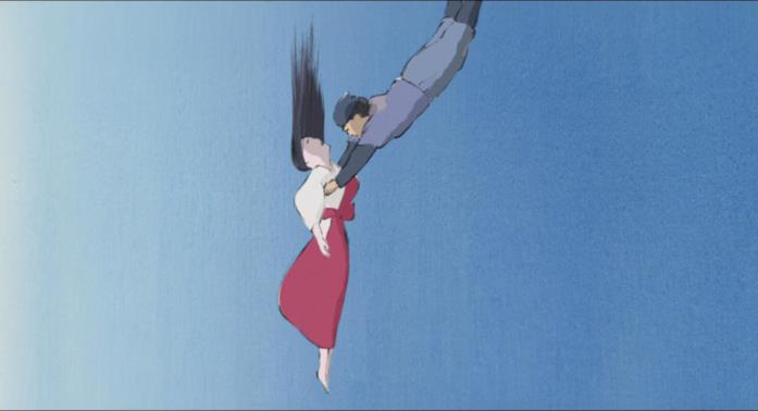 Sutemaru e la principessa Sutemaru e Gemma di Bambù precipitano dopo un volo
