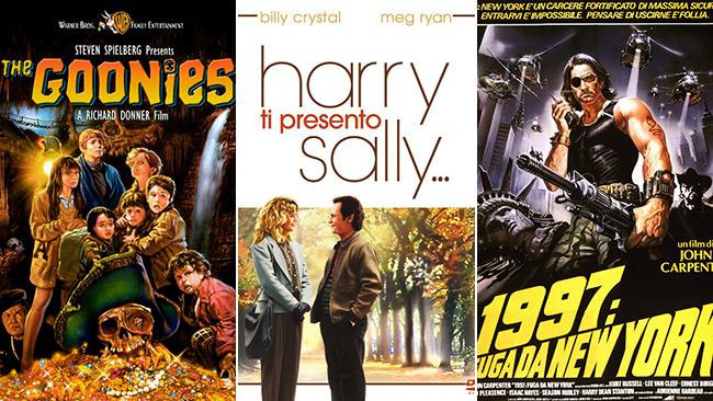 Le locandine dei film I Goonies, 1997 - Fuga da New York e Harry Ti Presento Sally