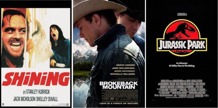 Collage di Shining, I segreti di Brokeback Mountain e Jurassic Park