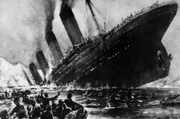 Il Titanic mentre affonda