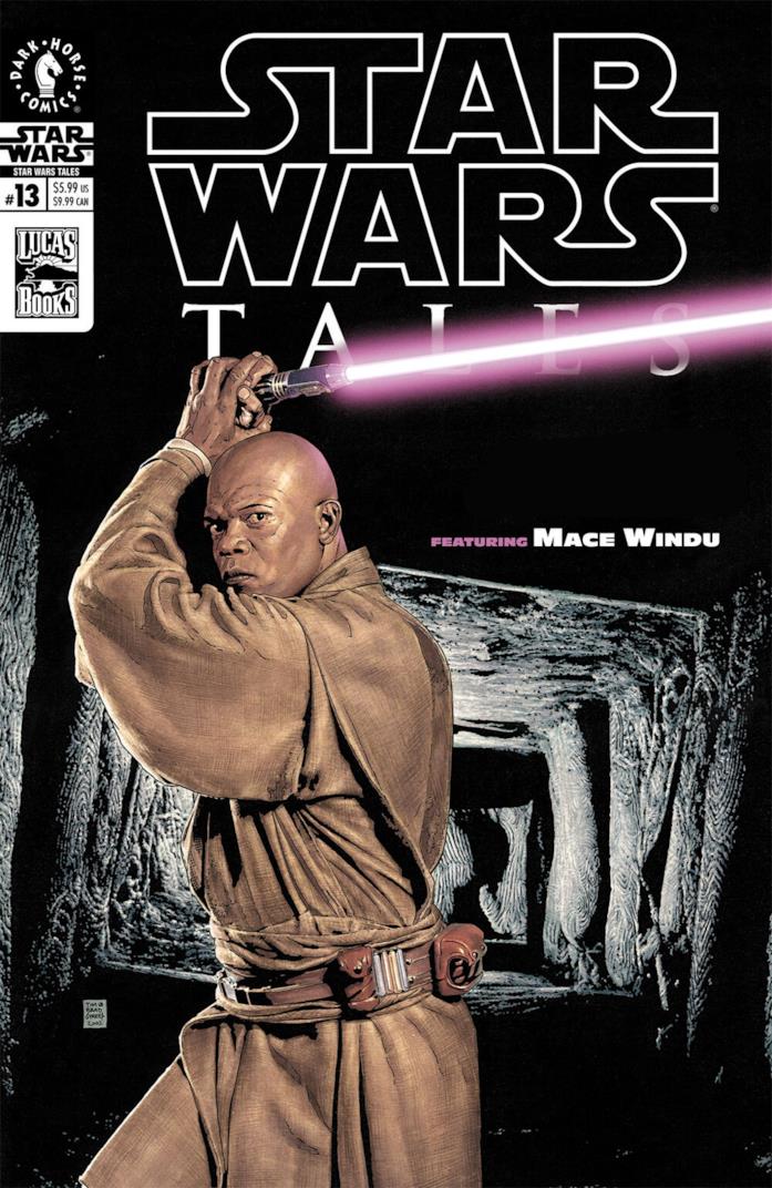 Mace Windu, l'universo legends racconta della sua spada laser viola Mace Windu con la spada laser viola sulla cover di un fumetto americano