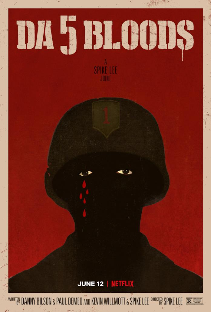Da 5 Blood arriverà su Netflix il 12 giugno 2020 Il poster nero e rosso di Da 5 Blood