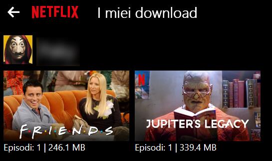 I miei download su Netflix Friends e Jupiter's Legacy nella sezione I miei download dell'app Netflix