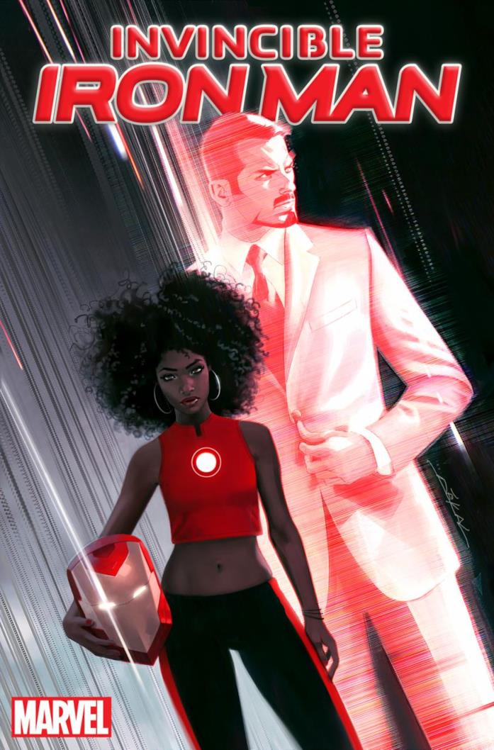 La copertina di Invincible Iron Man #1 (2016) Riri Williams e Tony Stark sulla cover di Invincible Iron Man #1