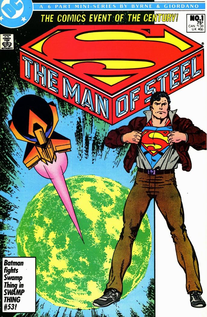 John Byrne riscrive le origini di Superman nella miniserie The Man of Steel Copertina del #1 della miniserie The Man of Steel