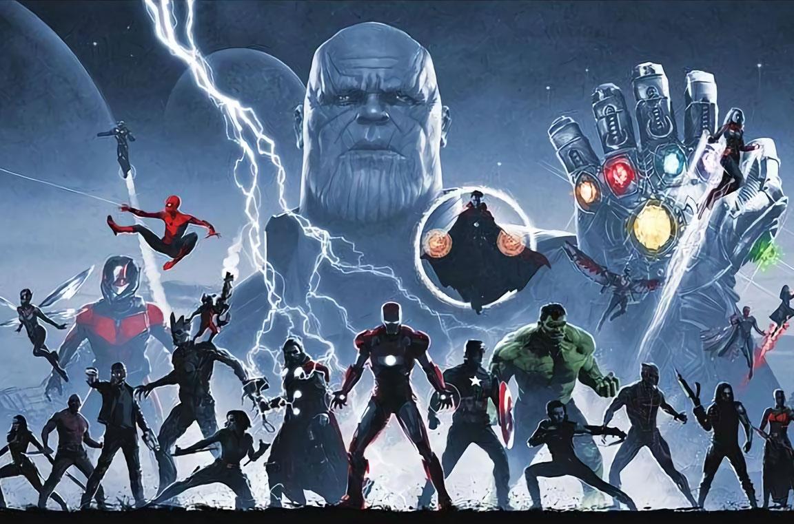 Thanos e gli eroi Marvel