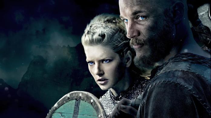 Ragnar e Lagertha in Vikings Travis Fimmel e Katheryn Winnick in Vikings