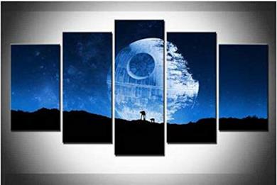 DJxqJ 5 Quadro su Tela Telaio Arte Astratta Death Star 5 Pezzi Canvas Art Print Picture Wall Decor