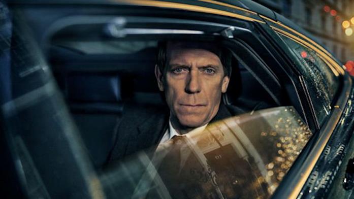 Peter Laurence, personaggio principale di Roadkill Primo piano di Hugh Laurie