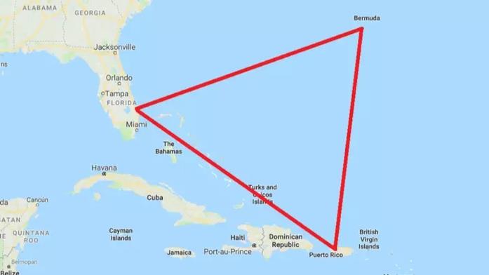 La mappa raffigurante il Triangolo delle Bermude