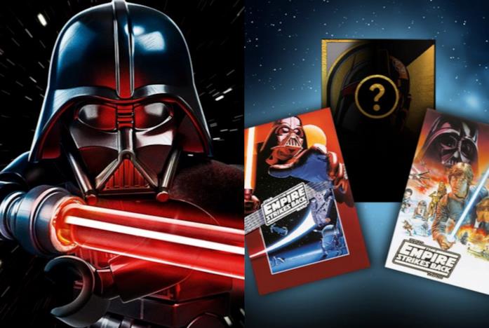 Le carte di Star Wars LEGO e la minifigure di Darth Vader