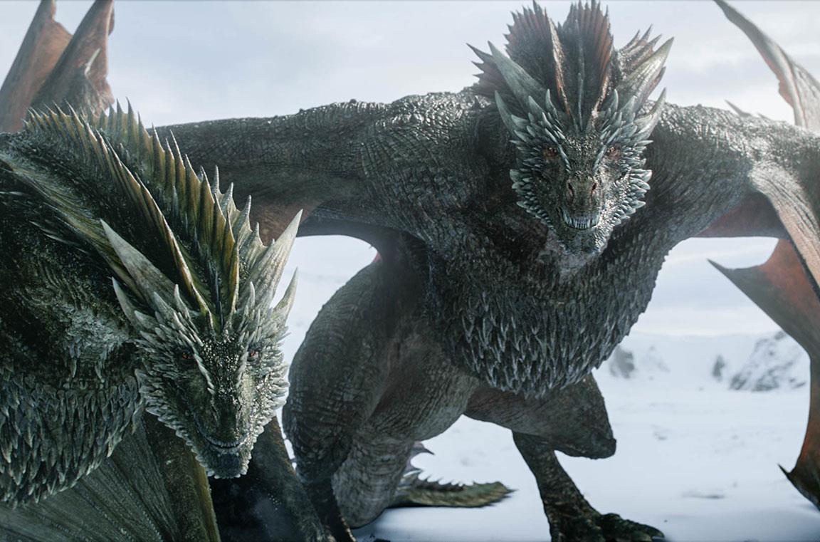 Drogon e Viserion in Game of Thrones
