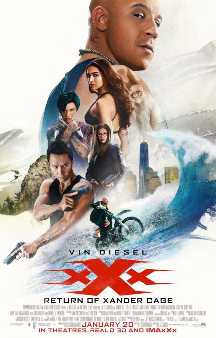 Il poster di xXx - Il ritorno di Xander Cage Il poster di xXx - Il ritorno di Xander Cage con Vin Diesel, Deepika Padukone, Nina Dobrev