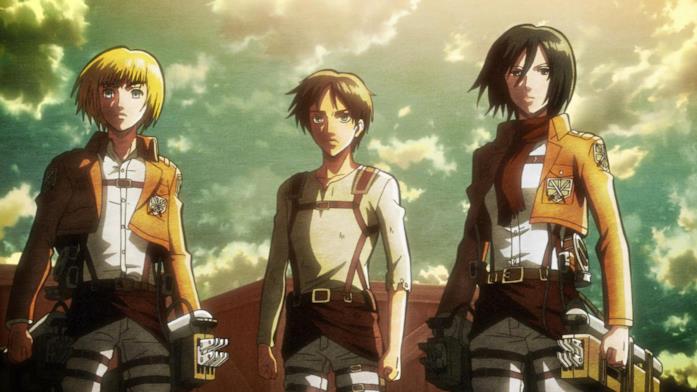 L'attacco dei giganti Eren, Armin e Mikasa