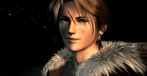 Squall Leonhart sorride in una GIF di FFVIII