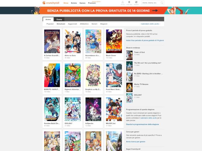 Crunchyroll sito anime Crunchyroll serie animate