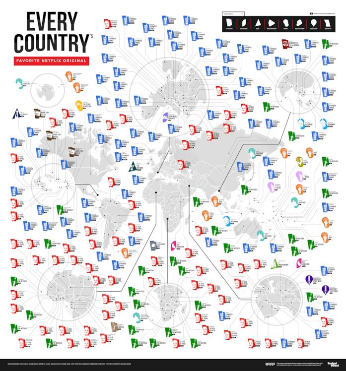 La mappa degli originali Netflix preferiti nel mondo La mappa degli originali Netflix preferiti in tutti i Paesi del mondo