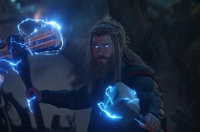Chris Hemsworth in una scena del film Avengers: Endgame
