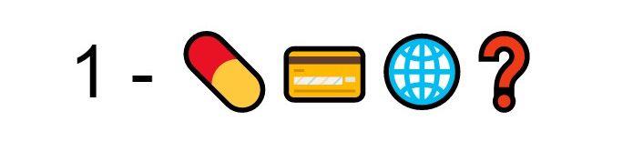 Riconosci la serie dagli emoji? Quiz difficile 01 Emoji Pillola carta di credito mondo punto di domanda