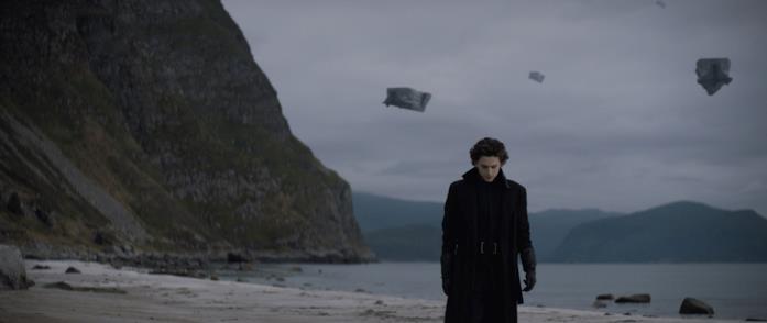 Dune Paul Atreides cammina su una spiaggia solitaria del suo pianeta natale