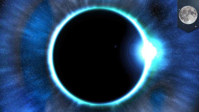 Primo piano di un'eclissi totale di Blue Moon in uno video di YoUTube