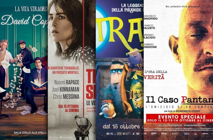 I poster di La vita straordinaria di David Copperfield, The Secret, Trash, Il caso Pantani