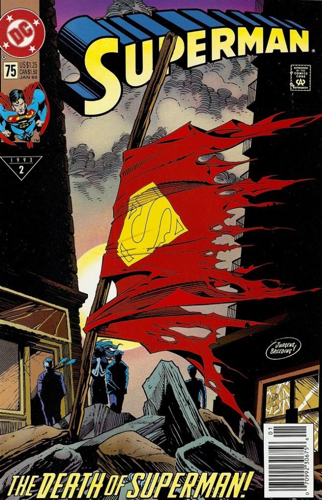 Il mantello strapapto di Superman è significativo. Copertina del numero 75 di Superman