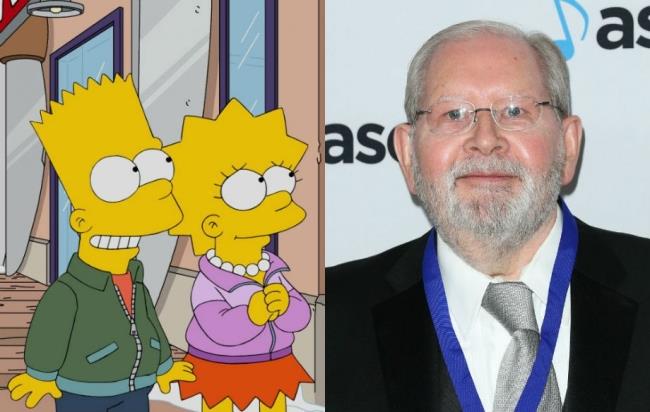 In foto Bart, Lisa e il compositore dei Simpson Alf Clausen