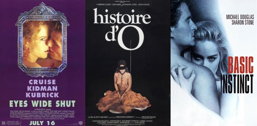 I poster di Eyes Wide Shut, Histoire d'O e Basic Instinct