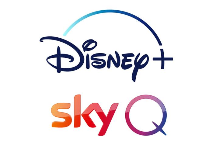 I loghi di Disney+ e Sky Q