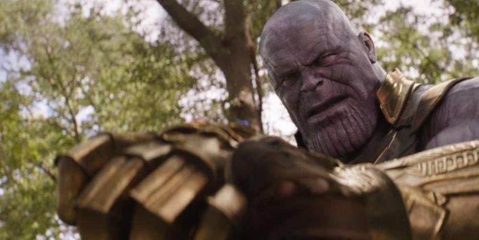 Un primo piano di Thanos in Avengers: Infinity War