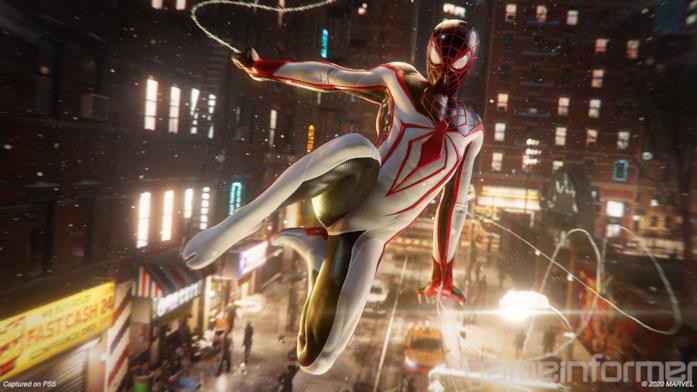 Il T.R.A.C.K. Suit di Miles Morales Miles Morales con il costume T.R.A.C.K. di Marvel's Spider-Man: Miles Morales