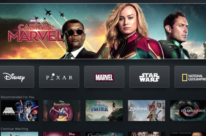L'interfaccia di Disney+