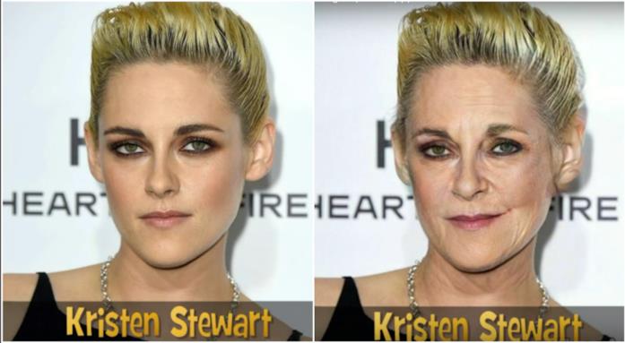 Kristen Stewart Collage tra Kristen Stewart giovane e anziana