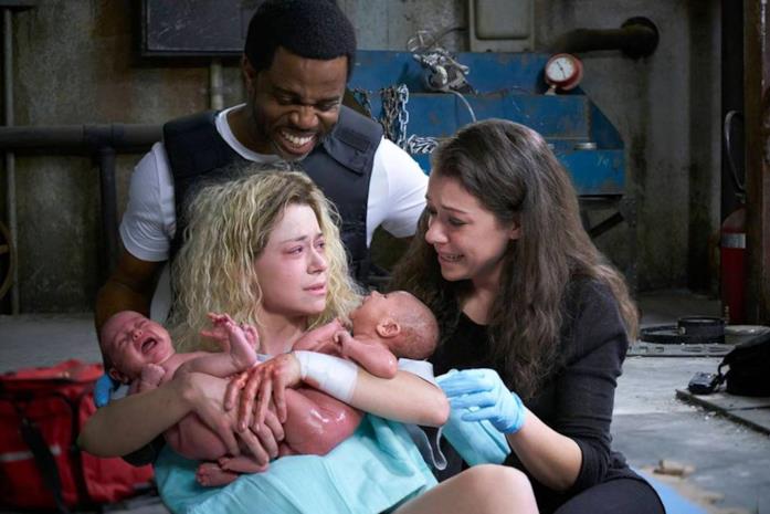 Helena dopo il parto in Orphan Black Helena partorisce due gemelli