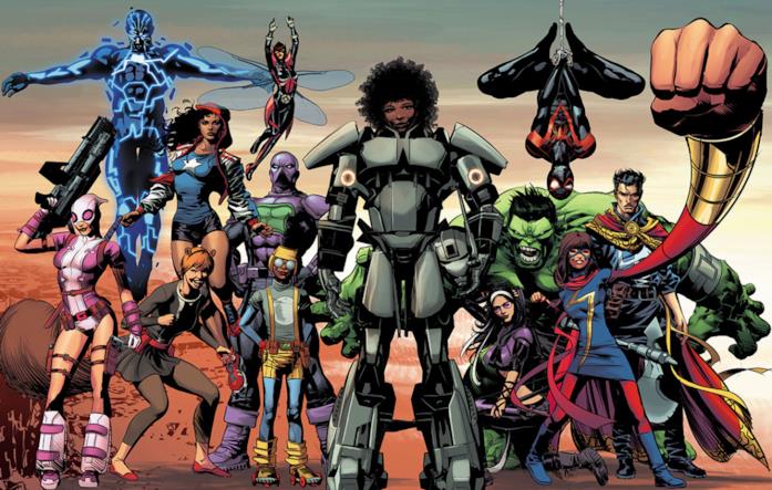 Divided We Stand Riri Williams e una delle fazioni dell'evento Divided We Stand