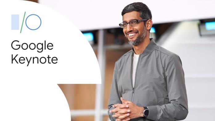 Sundar Pichai (destra) al keynote della conferenza Google I/O 2019