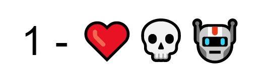 Che serie è? Quiz facile 01 Emoji cuore teschio robot