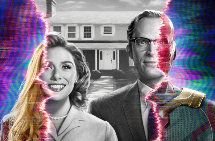 Elizabeth Olsen e Paul Bethany in un poster promozionale di WandaVision