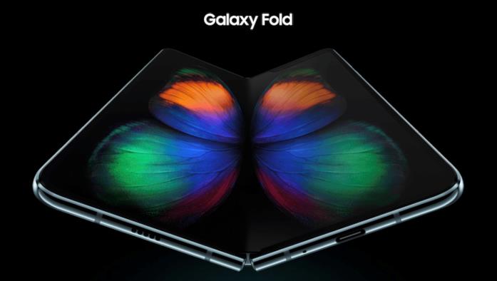 Galaxy Fold è il nuovo smartphone pieghevole di Samsung Immagine promozionale del Galaxy Fold di Samsung