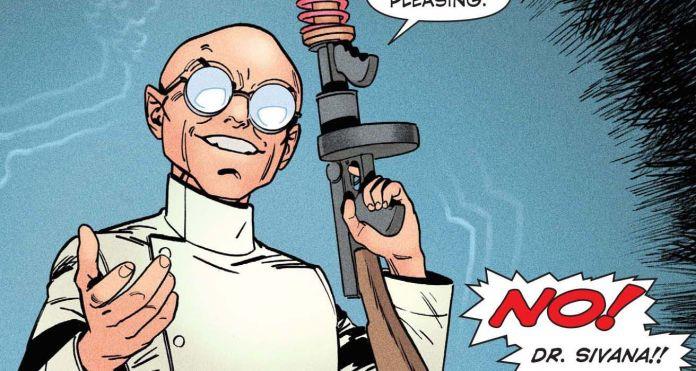 Il Dr. Sivana è da sempre una spina nel fianco di Shazam Mezzobusto del Dr. Sivana che impugna un fucile mitragliatore avveniristico