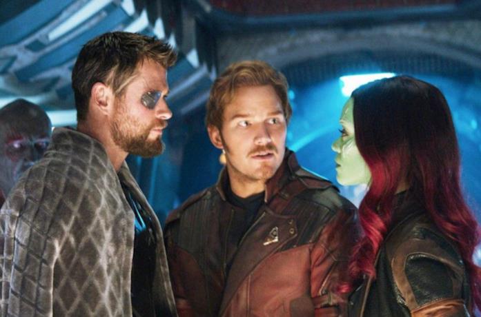 Thor, Starlord e Gamora Una scena da Thor Ragnarok